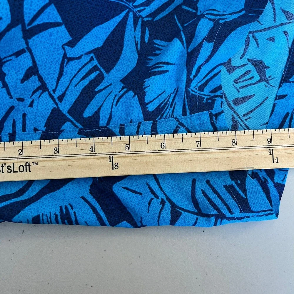 Eddie Bauer Mens Blue Tropical Palm Leaf Print Swim‎ Trunks Mesh Lining Size M